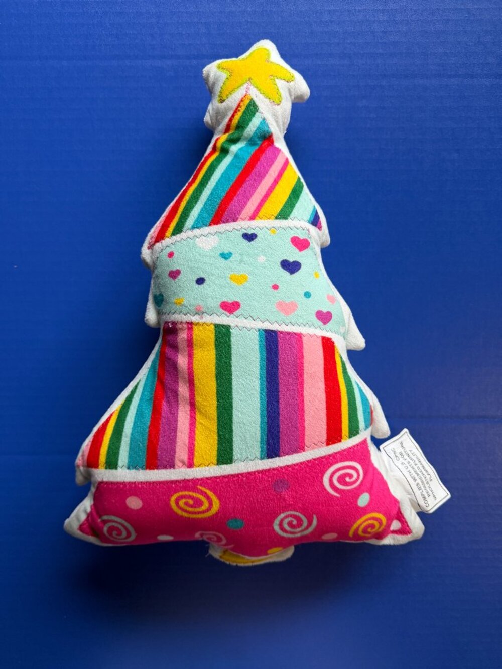 Holiday Time Rainbow Christmas Tree Plush Decorative Pillows 17x12'